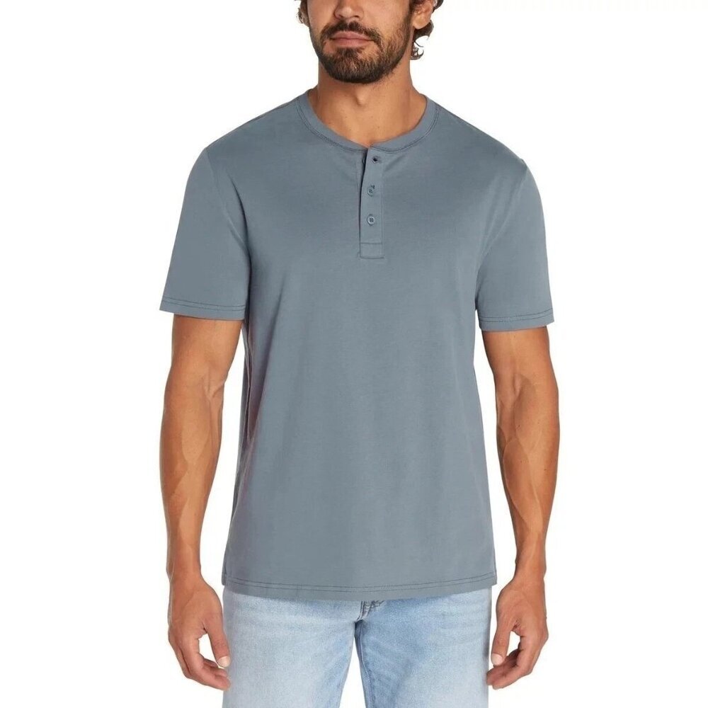 Gap Men's M Short Sleeve Henley T-Shirt  Blue 100% Cotton n1035